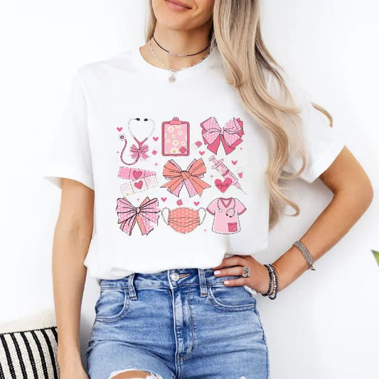 Coquette TeachCoquette Bow shirt, Coquette Era ,Pink Bow, Aesthetic sweatshirt, Girlie coquette bow tee, Nurse life, Coquette Pink Ribbons, Back To School, Unisex Shirt Full Size, Full Color, Gift For Friend