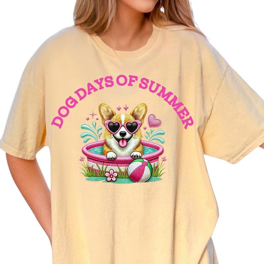 Corgi Dog Days of Summer Shirt ~ Unisex Apparel Relaxed Fit Printed In The USA Clothing Womenswear Casual Comfort Cotton Top Athletic Boho Chic