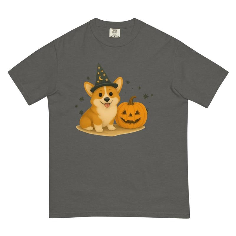 Corgi Halloween Witchy Dogs Shirt ~ Unisex Apparel Relaxed Fit Printed In The USA Clothing Womenswear Casual Comfort Cotton Top Athletic Boho Chi