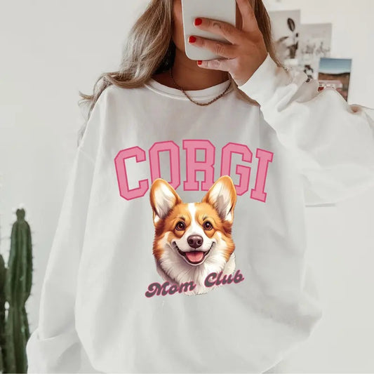 Corgi Mom Club Sweatshirt ~ Sweatshirt Unisex Apparel Relaxed Fit Printed in the USA Clothing Womenswear Casual and Comfortable