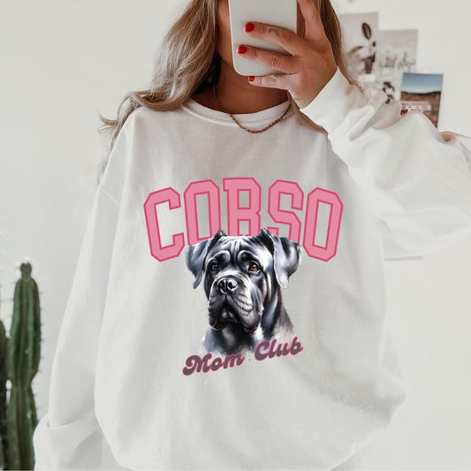 Corso Mom Club Sweatshirt ~ Sweatshirt Unisex Apparel Relaxed Fit Printed in the USA Clothing Womenswear Casual and Comfortable