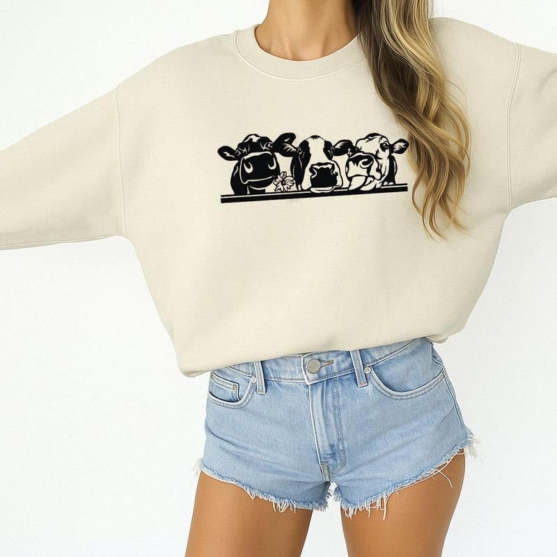Cow Farm Animal Sweatshirt, Animal Lover T-shirt Farm Hoodie Animal Farmer Girl Gift Unisex