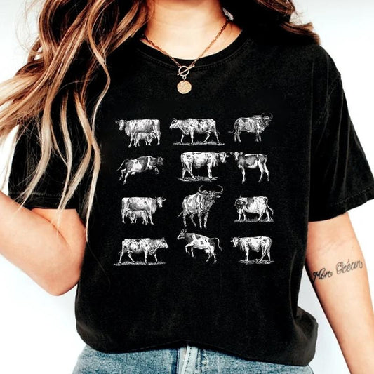 Cow Shirt, Vintage Western Wear, Farm Animal Shirt, Bull Cottagecore Shirt, Bull Shirt, Cottage Core, Aesthetic Shirt, Cow T-shirt, Farm Tee, Mom Shirt Gift, Perfect gift, Clothing Gift, gift for her, gift for women, birthday gift
