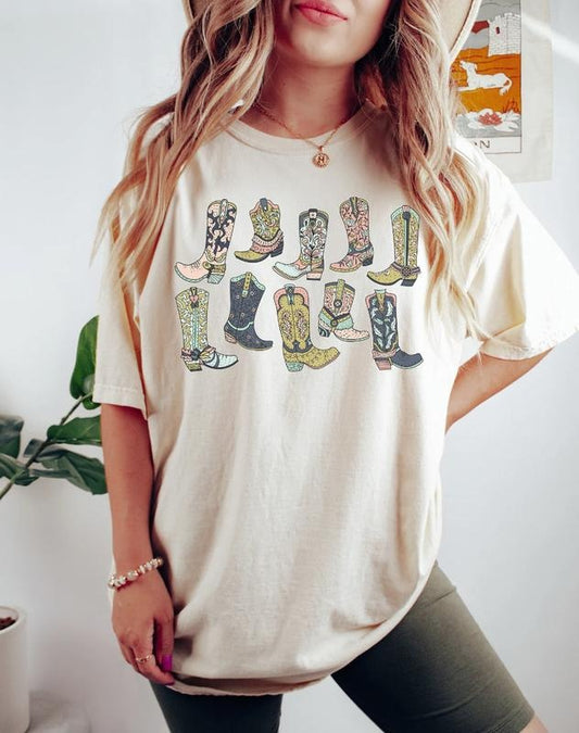 Cowboy Boots Shirt, Country Concert Shirt, Western Graphic Tee, Cute Country Shirts, Cowgirl Shirt, Trendy Western Shirt, Boho Shirt, Rodeo Menswear Top Underwear Tshirt Streetwear Man Tropical Crewneck Shortsleeve Round Neck Casual