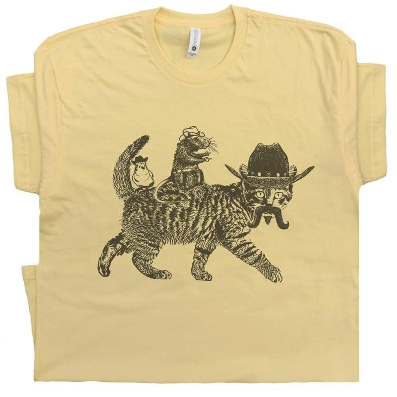 Cowboy Cat  Shirt Meowdy Shirt Funny Cat Shirt Cotton Menswear