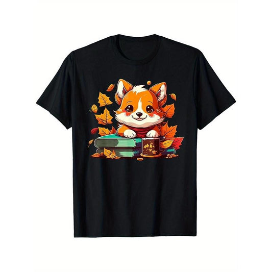 Cozy Cotton Dog & Tea Graphic T-Shirt - Perfect Gift for Men, Women, Family & Friends | Casual Fit, Machine Washable | Black Made in USA