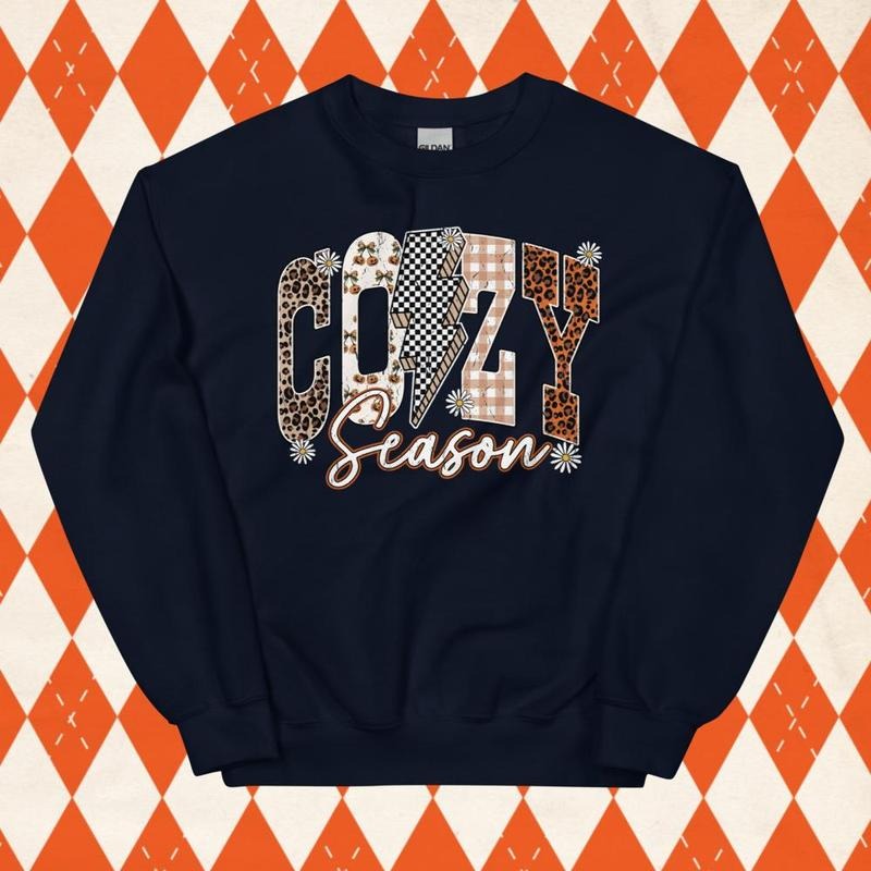 Cozy Season Sweatshirt, Fall and Autumn Crewneck, Retro Print, Trendy Oversized Fit, Unisex Sweatshirt