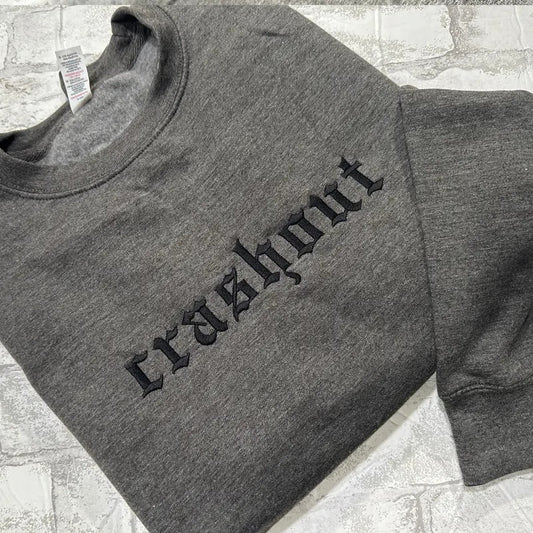 Crashout Embroidered Crewneck Sweatshirt Alternative Fashion Long Sleeve Cotton Tops Menswear Unisex Casual Tropical All Seasons