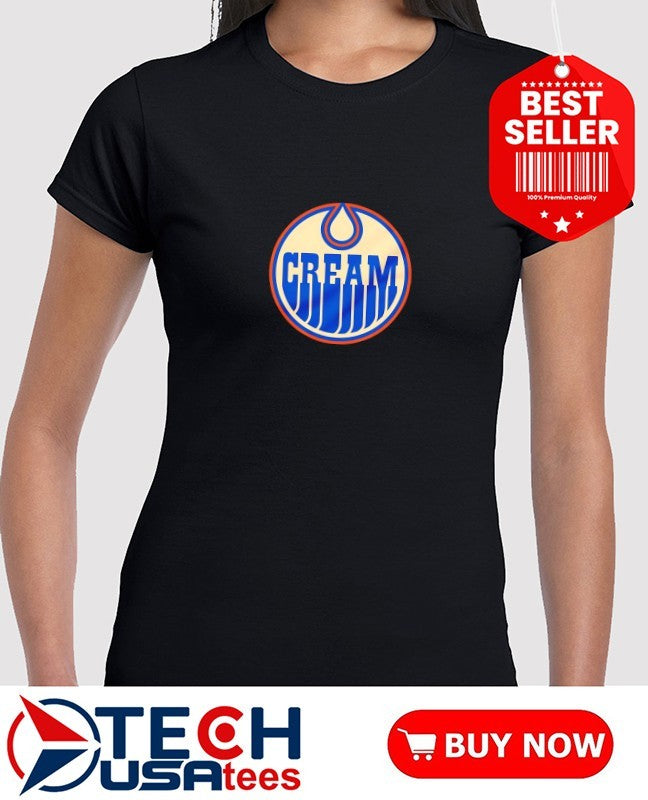 Cream Edmonton Oilers Hockey logo shirt
