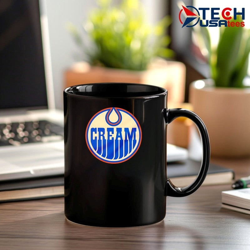 Cream Edmonton Oilers Hockey logo shirt