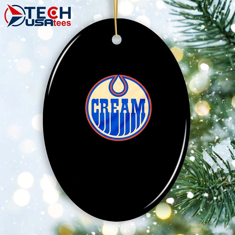 Cream Edmonton Oilers Hockey logo shirt
