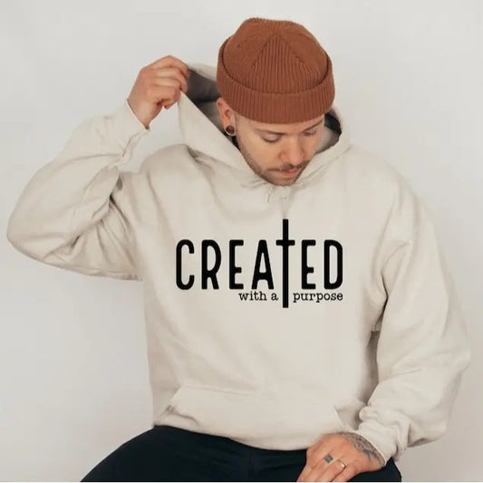Created With A Purpose Hoodie, Faith Hoodie, Bible Quotes Shirt, Trendy Christian Sweatshirt, Unisex Shirt, Gift For Him, Gift For Her