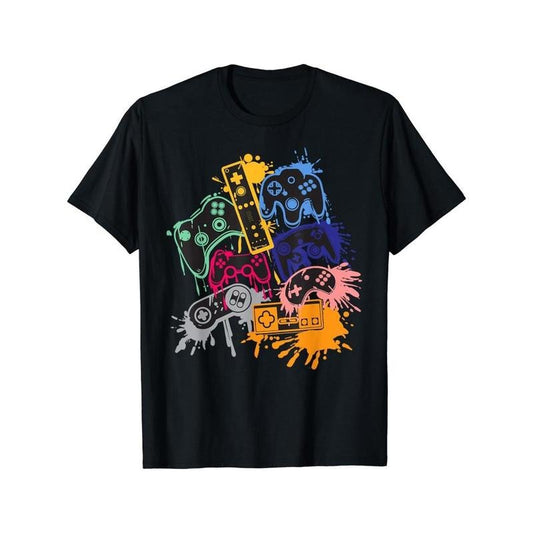 Crew Neck Game Console Print Men's Fashionable Summer Short Sleeve Sports T-shirt, Comfortable And Versatile Made in USA