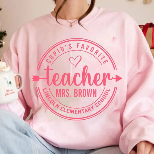 Cupid's Favorite Teacher Valentine's Day Sweatshirt, Unisex T-Shirt, Classic Fit
