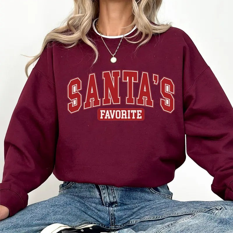 Custom Christmas Santa Shirt, Retro Santa Sweatshirt, Gift For Christmas, Christmas Shirt For Women, Xmas Gift For Women, Santa Favourite, X-mas Trending