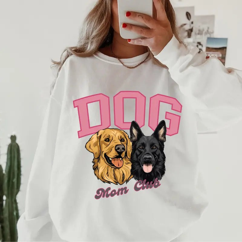 Custom Dog Mom Club Sweatshirt ~ Sweatshirt Unisex Apparel Relaxed Fit Printed in the USA Clothing Womenswear Casual and Comfortable