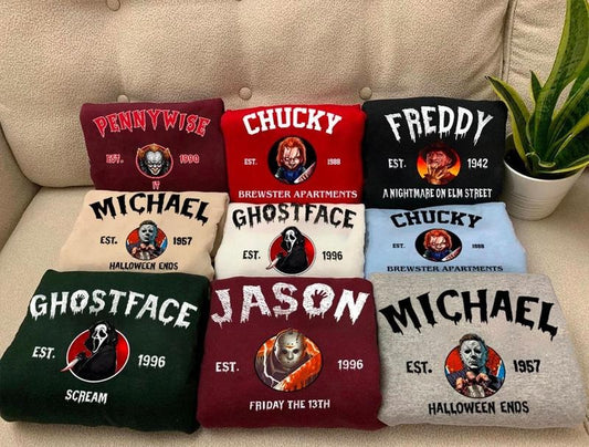 Custom Horror Movie Characters Crewneck, Scary Movie Sweatshirt, Ghost Face Sweatshirt, Michael Sweater, Horror Movie Fan Gifts