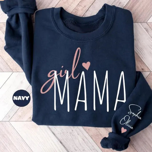 Custom Mom Of Girls Hoodie - Unisex Casual Crew Neck Long Sleeve Hoodie for New Mamas - 50% Cotton, 50% Polyester, Machine Washable
