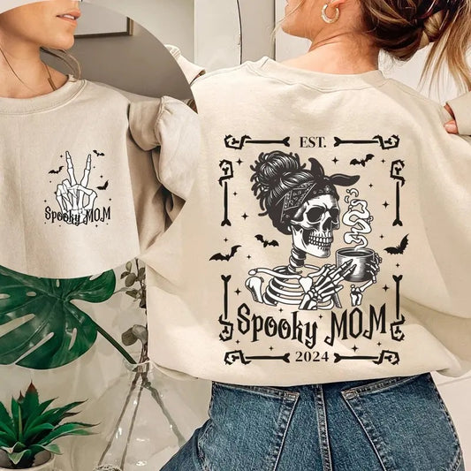 Custom Mom Skeleton Sweatshirttrendy Front And Back Sweaterfall Pregnancy Announcement Halloween Maternity Shirtspooky Gift For New Momstyle{n002}2