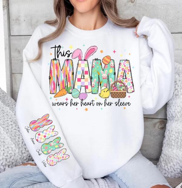 Custom Mothers Day Sweatshirt , Eater Day Shirt- Unisex Loose Fit Pullover, Button