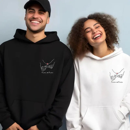 Custom Pinky Promise Embroidered Hoodie, Valentines Couple Hoodies, Valentines Day Gift