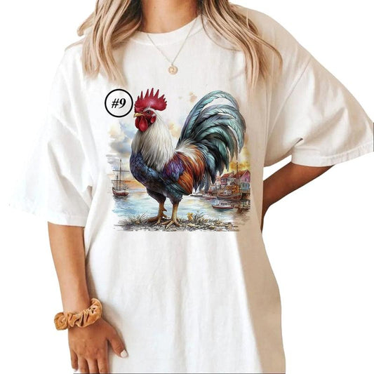 Custom Rooster Watercolor Unisex T-shirt Sweatshirt Hoodie Design all Farm Animal #af 1 Cotton Womenswear