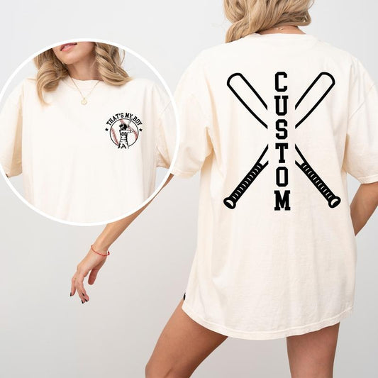 Custom That's My Boy Baseball Mom Comfort Colors Shirt, Personalized Baseball Mom Gift, Sport Mom Outfits, Game Day Clothing, Gift For Baseball Mama