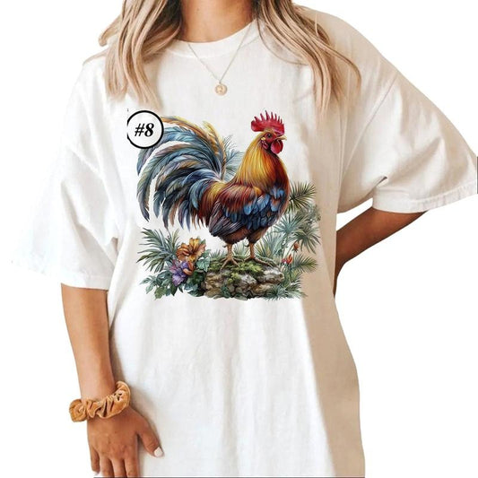 Custom Watercolor Rooster Cute Farm Animal Unisex T-shirt Sweatshirt Hoodie Design all #ui Cotton Womenswear