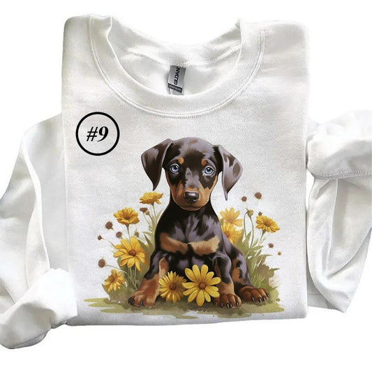 Cute Funny Flowers Dogs Sweatshirts 4th of July Hoodie Tropical Dog Cat Watercolor Summer T-shirt Hunting Season Unisex 1