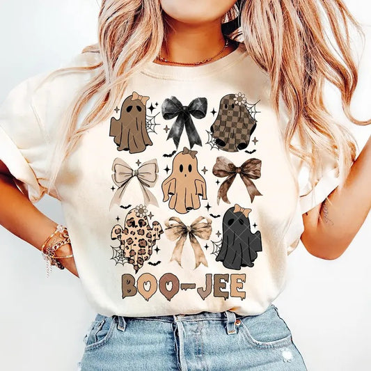 Cute Ghost Halloween Boojee T-shirt Sweatshirt, Boujee Halloween Coquette Spooky Season Unisex Classic T-Shirts in All Sizes All Colors