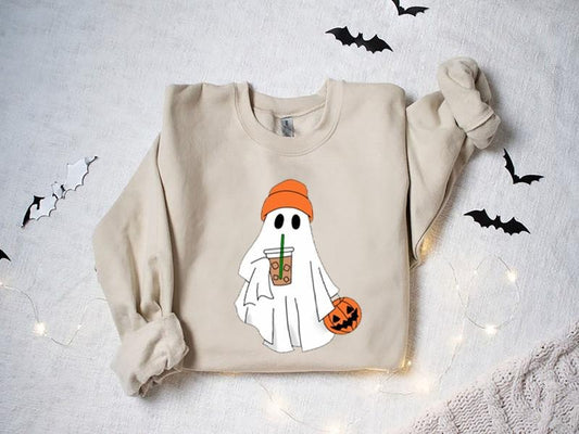 Cute Ghost Shirt, Halloween Ghost Coffee Shirt, Bougie Ghost Shirt, Halloween Gifts, Halloween Crewneck, Ghost Sweatshirt, Halloween Sweater, 2024 Happy Halloween,Retro Spooky Season, Halloween 2024 Sweatshirtstyle{n002}2
