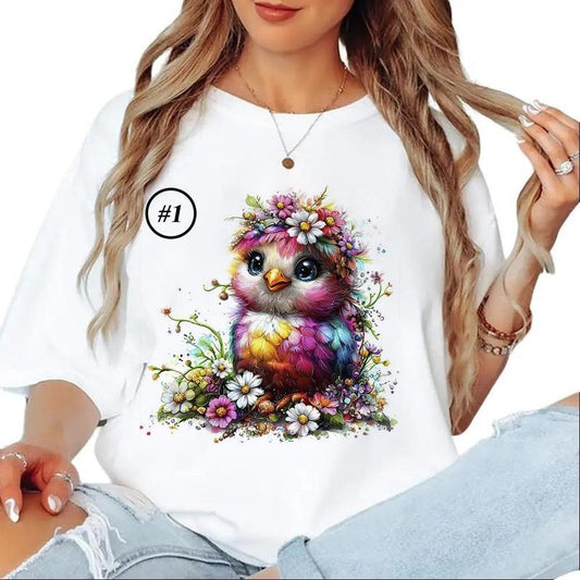Cute Rainbow Chicken Colorful Chicken Custom Unisex T-shirt Sweatshirt Hoodie hunting national day, party Cotton Womenswear