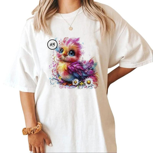 Cute Rainbow Chicken Funny T-shirt Unisex Colorful Chicken Chicken Sweatshirt hoodie Cotton Top
