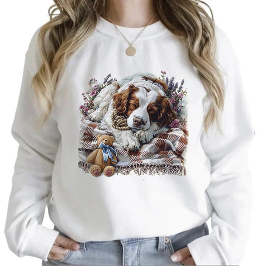 Cute Sleepy Cute Dog in a Blanket Retro Sweatshirts Unisex Hoodie 4th of July T-shirt Hunting Season Unisex 1 Cotton Womenswear