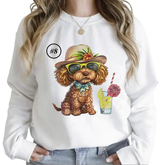 Cute Summer Dogs Sweatshirts Beach Party Hoodie Sunny Day Cocktail Summer T-shirt Hunting Season Unisex 1 Cotton Womenswear