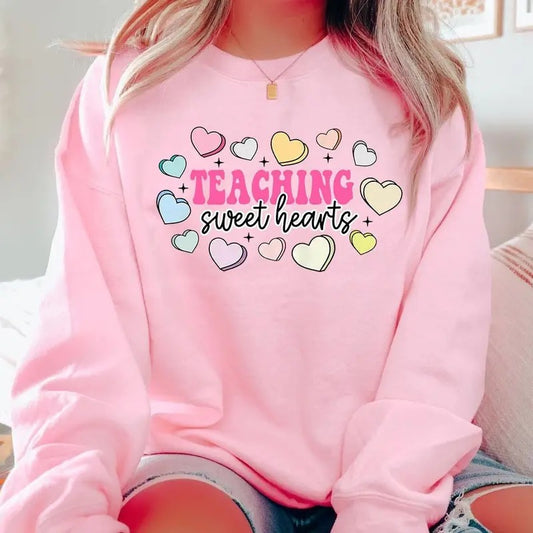 Cute Teacher Valentine T-Shirt, Retro Heart Women's Valentine's Day T-Shirt, Positive Valentine Clothingstyle{n002}2