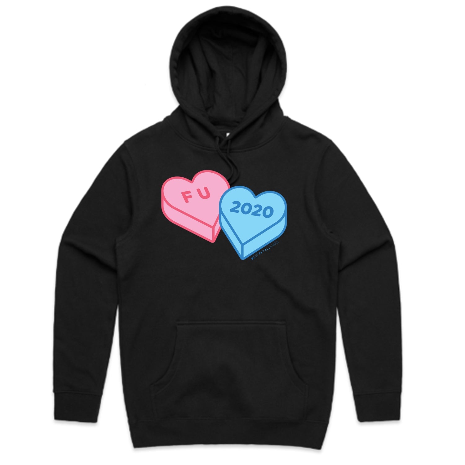 F U 2020 Candy Hearts Hoodie (Black) T-Shirts, Sweatshirt | CoreVibeTees.com (Image 1)