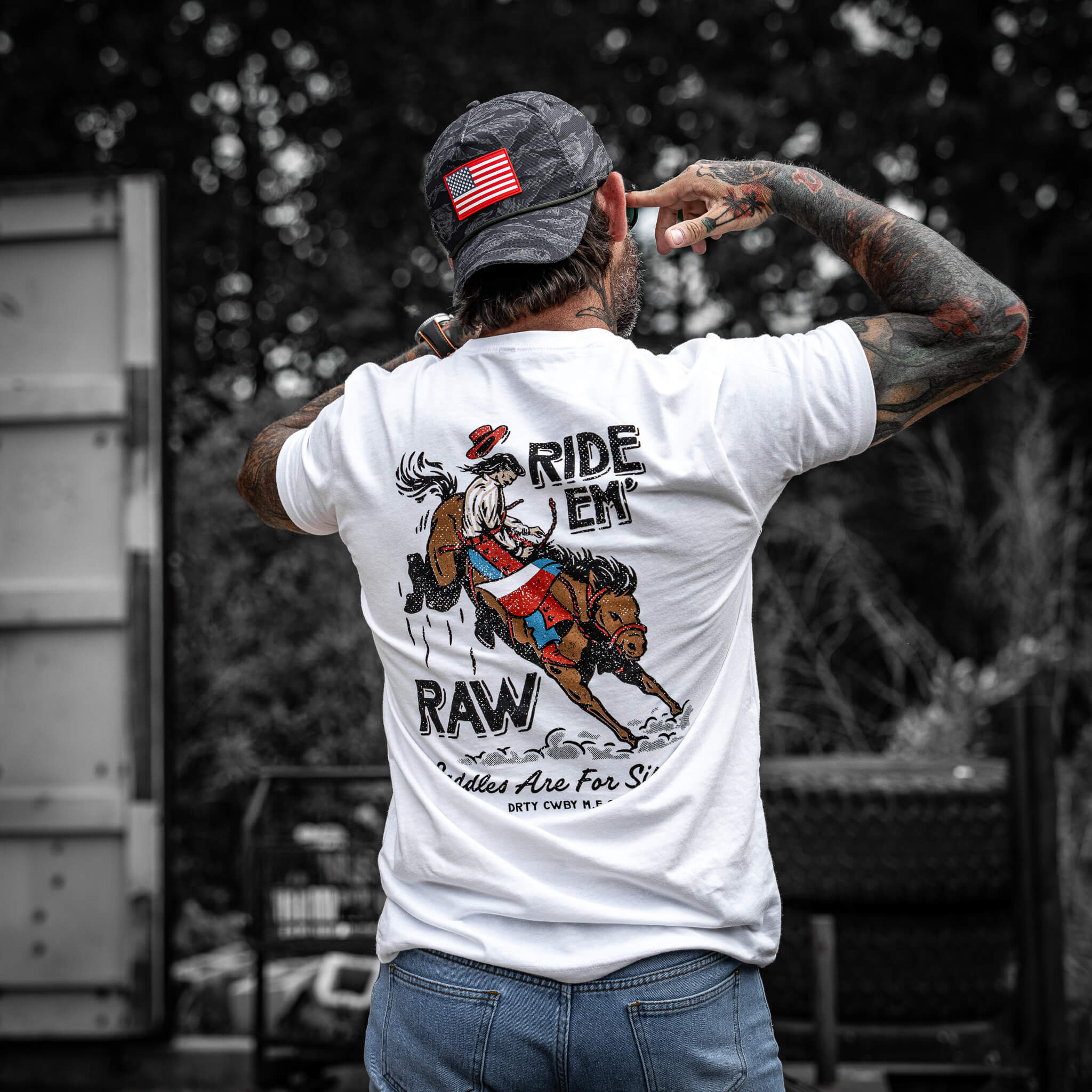 Ride 'Em Raw - Saddles Are For Sissy's Men's T-Shirt Hoodie, Sweatshirt | CoreVibeTees.com (Image 4)