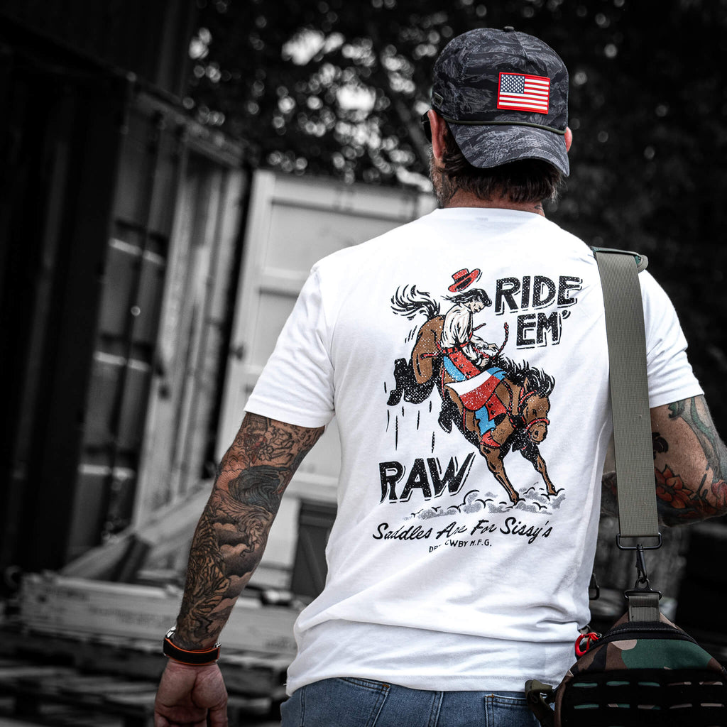 Ride 'Em Raw - Saddles Are For Sissy's Men's T-Shirt Hoodie, Sweatshirt | CoreVibeTees.com (Image 2)