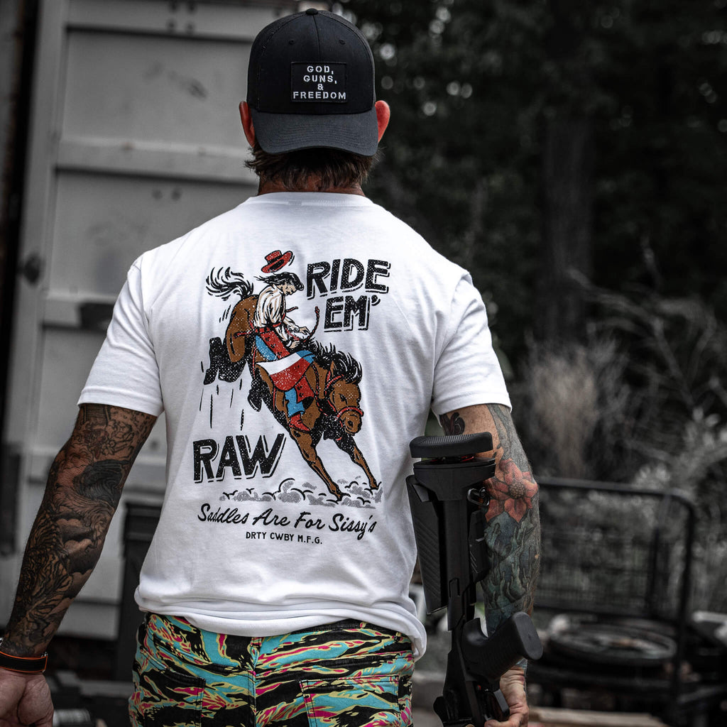 Ride 'Em Raw - Saddles Are For Sissy's Men's T-Shirt Hoodie, Sweatshirt | CoreVibeTees.com (Image 3)