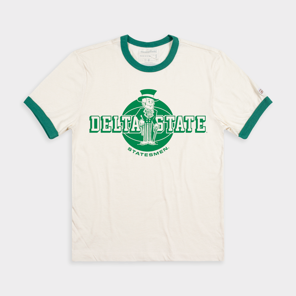 Retro Delta State Statesmen Basketball Ringer Tee Style001 Hoodie, Sweatshirt | CoreVibeTees.com (Image 1)