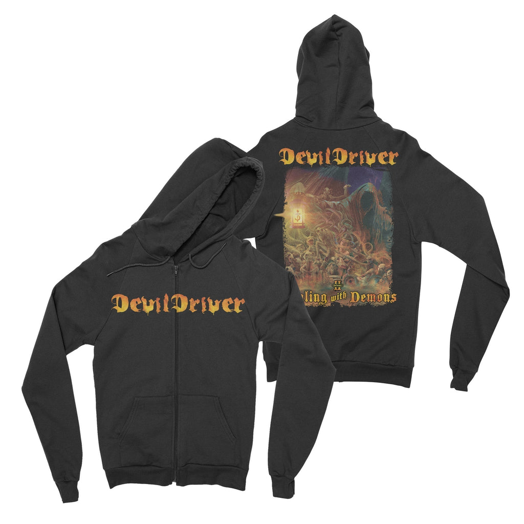 DevilDriver - Dealing With Demons II zip-up hoodie T-Shirts, Sweatshirt | CoreVibeTees.com (Image 1)