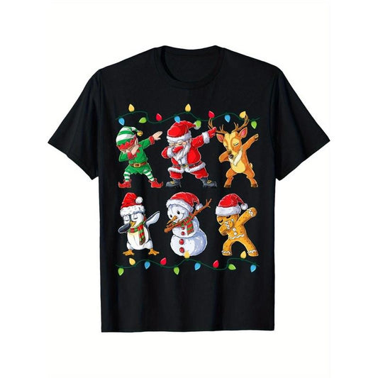 Dabbing Santa Elf Friends Christmas Xmas Dab T-Shirt for Men Women, Christmas Thanksgiving Birthday T-Shirt Gift for Men Women Dad Mom Friends, Soft Fabric Breathable Comfortable Short Sleeve Tees, 100% Cotton Made in USA