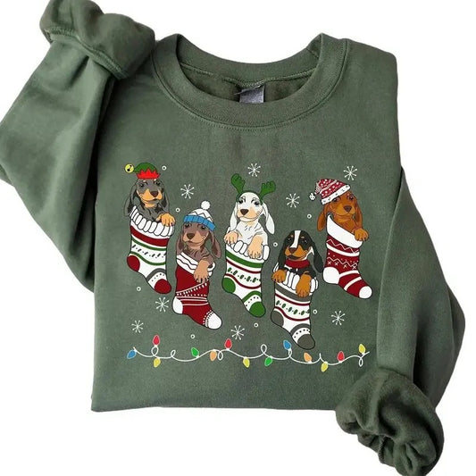 Dachshund Christmas Sweatshirt, Dachshund Christmas Shirt, Dog Lover Gift, Dachshund New Year Shirt, Christmas Crewneck, Dachshund Mom Shirt