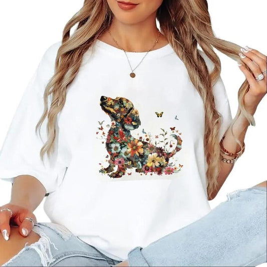 Dachshund Floral T-shirt Unisex Mother day special gift 2025 Father Day Sweatshirt Hoodie Cotton Pullover Womenswear Polyester Printed