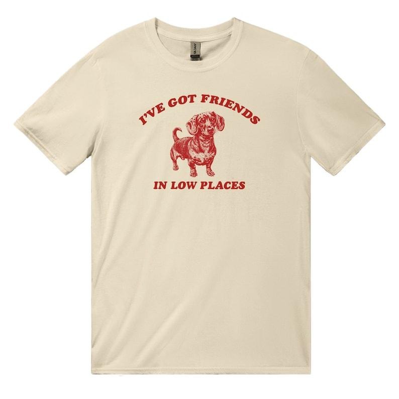 Dachshund Shirt, Funny Gift for Dachshund Lover, Retro Vintage Dachshund, Dachshund Mom, Wiener Dog Shirt, I've Got Friends In Low Placesstyle{n002}2
