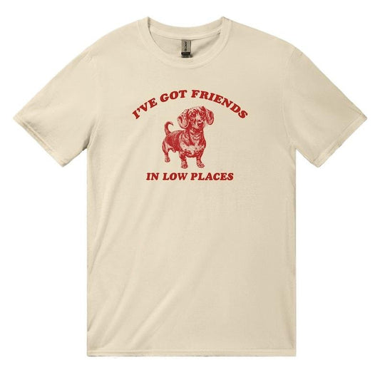 Dachshund Shirt, Funny Gift for Dachshund Lover, Retro Vintage Dachshund, Dachshund Mom, Wiener Dog Shirt, I've Got Friends In Low Placesstyle{n002}2
