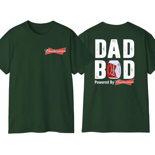 Dad Bod Powered By Budweiser 2 Sided T-Shirt, Graphic Tees For Men For Woman, Trendy Sweatshirt Hoodie Classic Crewneck
