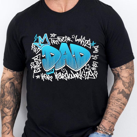 Dad Graffiti Shirt for Men Hero Dad Life Man of God Father's Day Gift Unisex Premium 100% Cotton