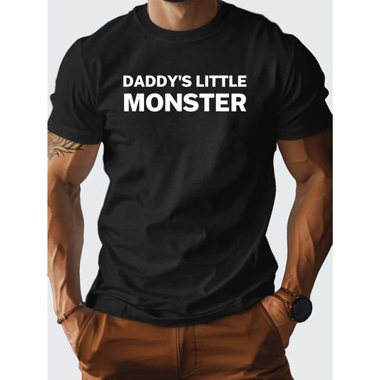 Dad's little monster, pure cotton men's T-shirt comfortable and fitting, the focus of the party Made in USA